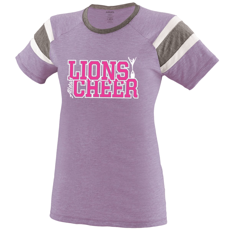 Augusta Cheer T-Shirts Lavendar White Lions Cheer