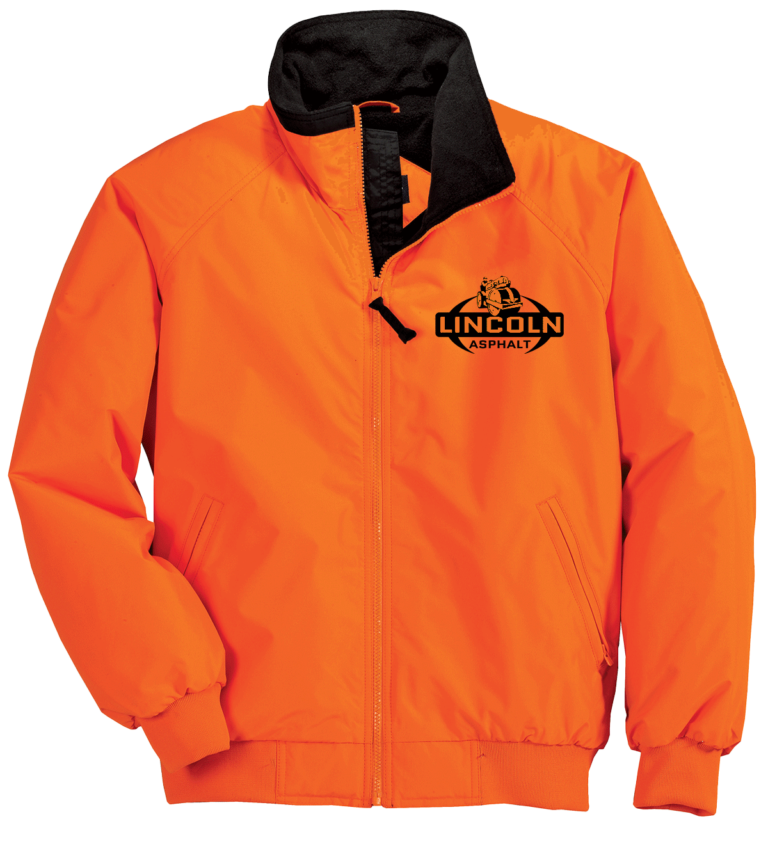 Orange Embroidered Jacket with Black collar and matching logo from Port Authority