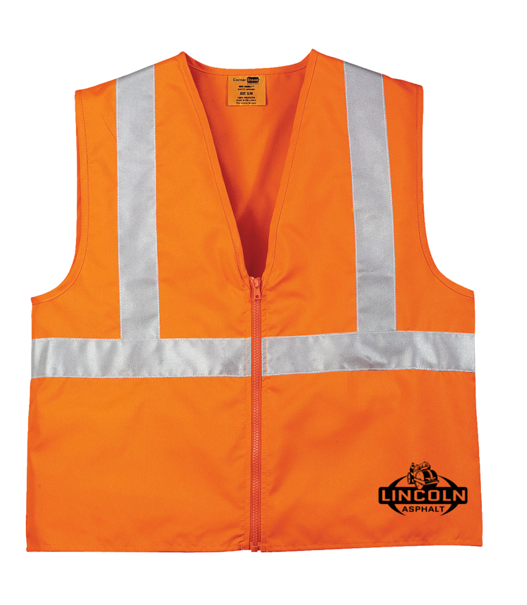 Orange with reflective strips Zippered Safety Vests