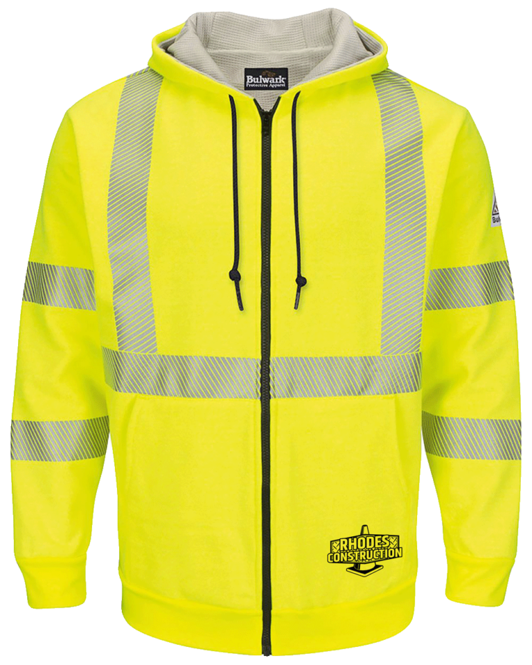 Bulwark High Vis Hooded Jacket Zip Up with Reflective Stripes