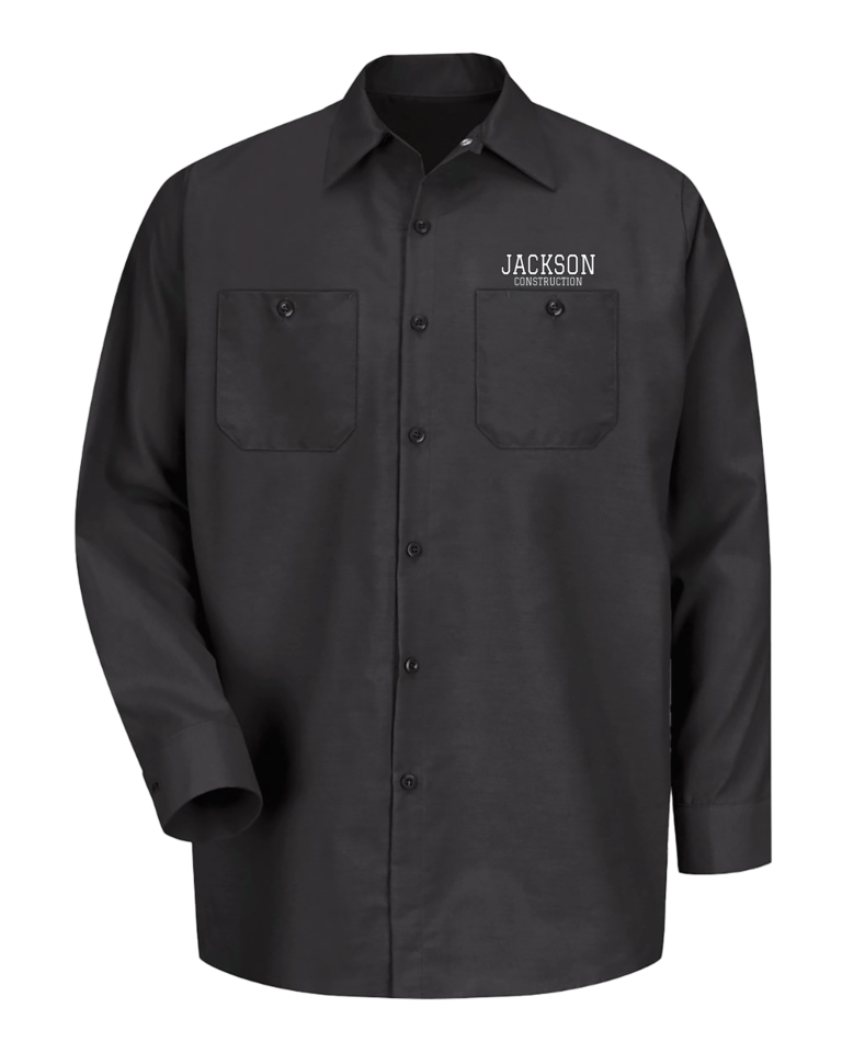 Red Kap long sleeve button up work shirt double chest pockets