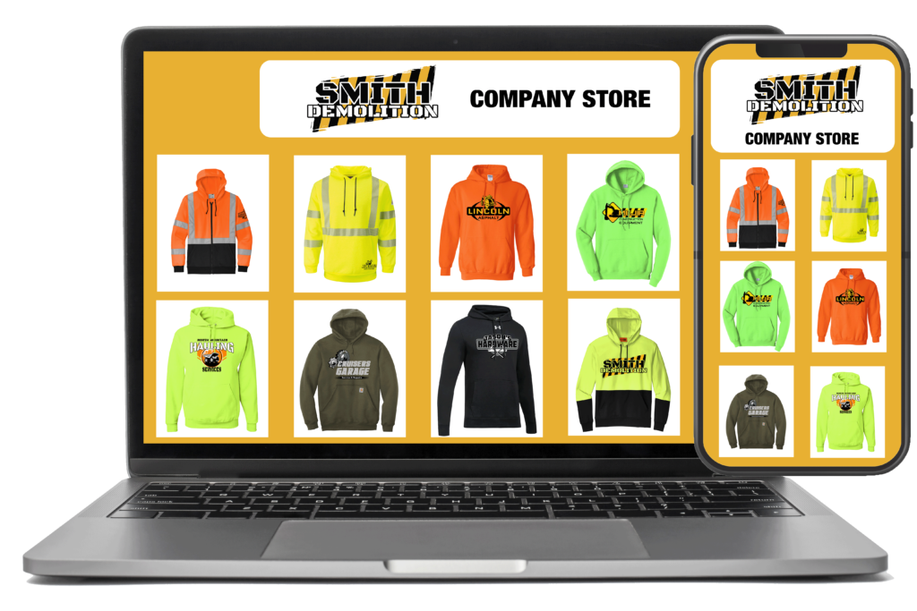 Smith Demolition team store image with only custom work hoodies