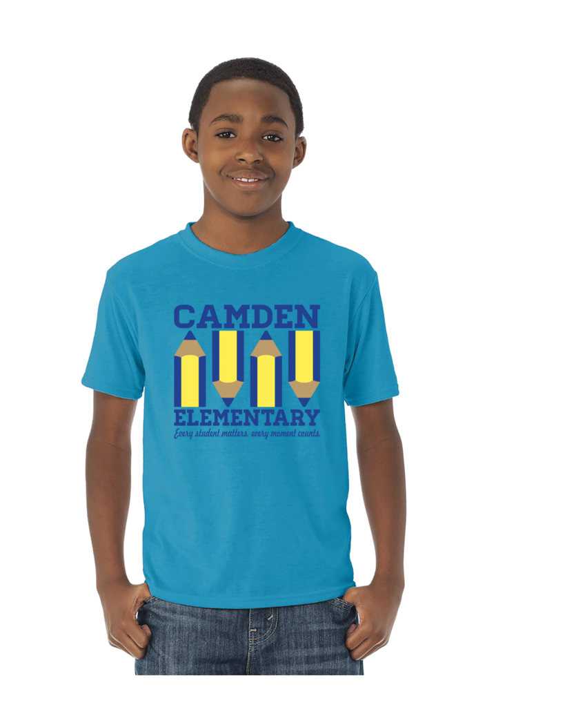 Boy wearing blue t-shirt that's part of Jerzees Youth T-Shirts