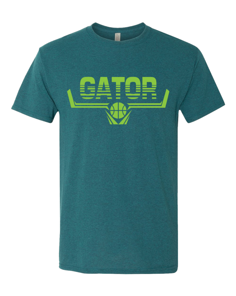Teal Jerzees Dri-Power t-shirt with gator logo