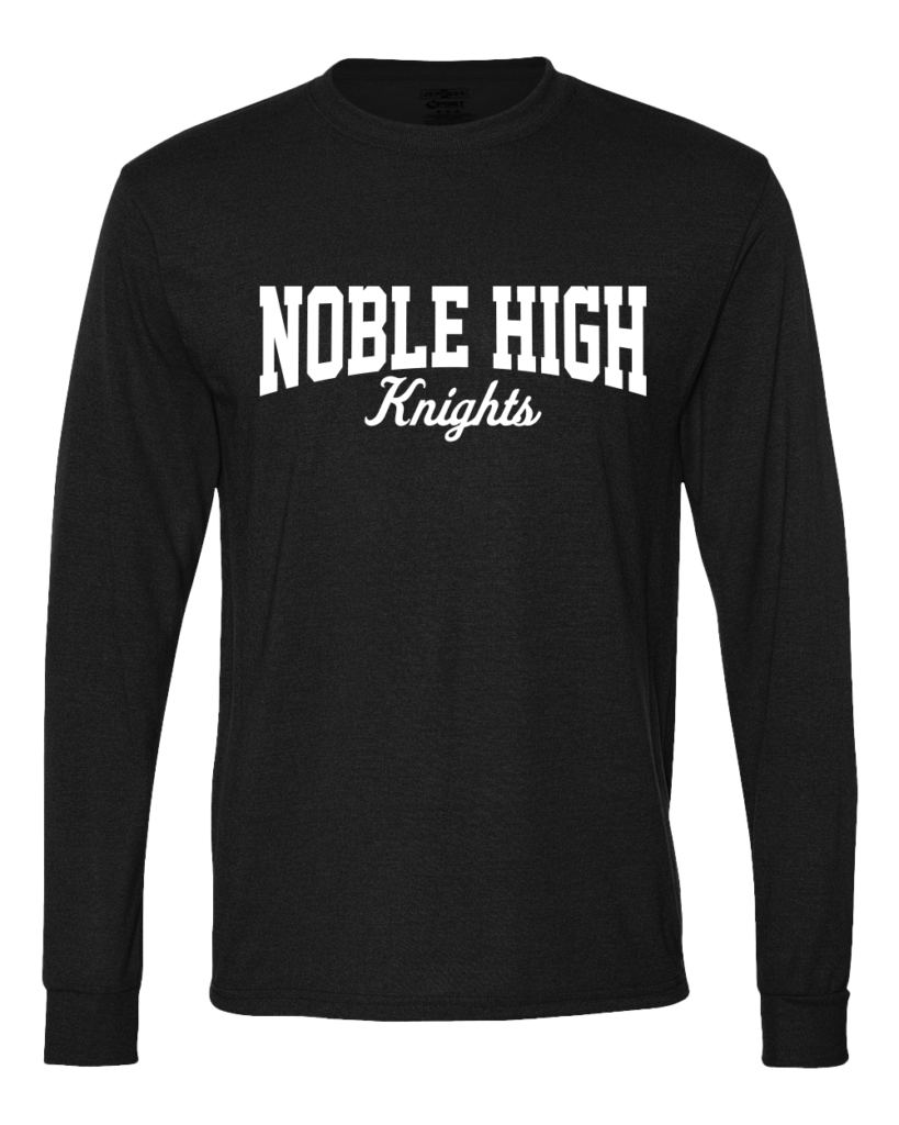 Jerzees Dri-Power longsleeve black tee noble high knights logo