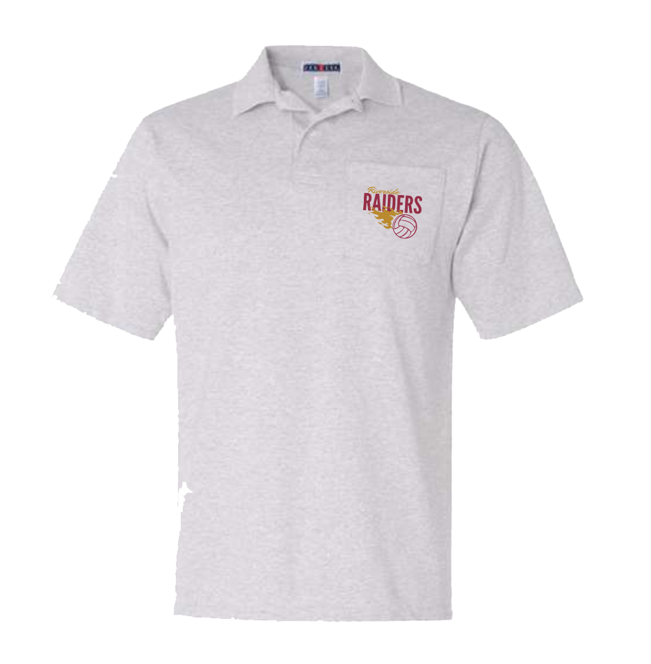 JERZEES - SpotShield™ 50/50 Polo with Pocket light gray with volleyball logo
